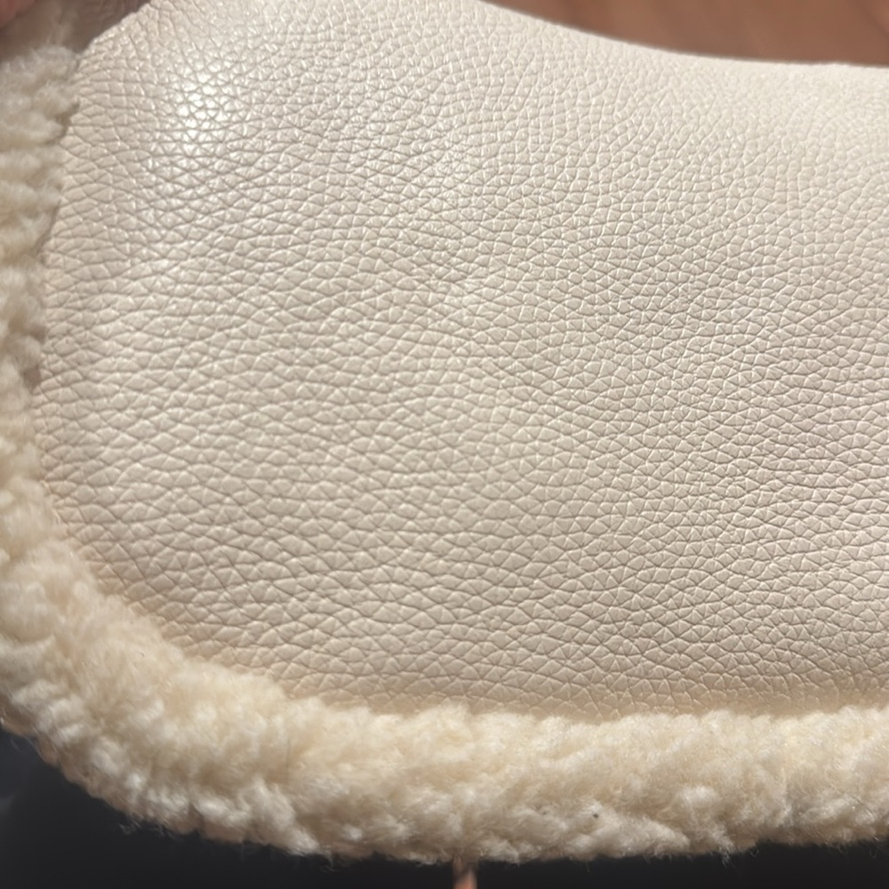 Michael Kors Carmela MD Leather Shearling Pouchette Crossbody Bag(Natural) - Picture 3 of 9